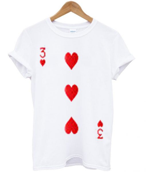 3 love heart card poker t-shirt