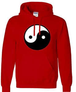 yin yang logo red hoodie