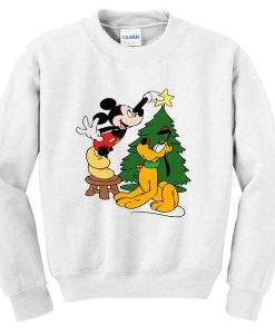 mickey mouse and pluto christmas sweatshirt