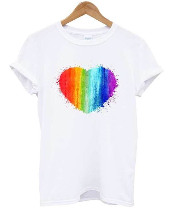 rainbow heart shape t-shirt