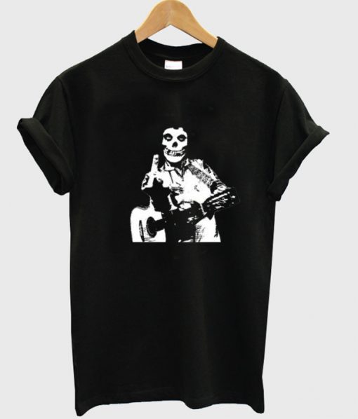 Johnny Cash The Misfits Middle Finger Black Skull t-shirt
