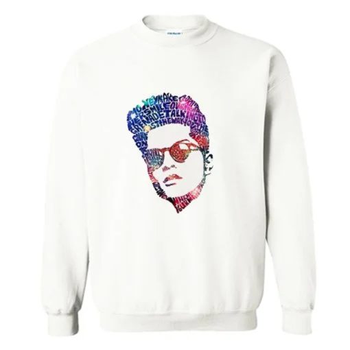 Bruno Mars Face Typography Lyric Famous American Singer Sweatshirt